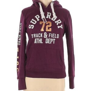 Superdry Maroon/Purple Women’s Hoodie Sweatshirt with Athletic Print